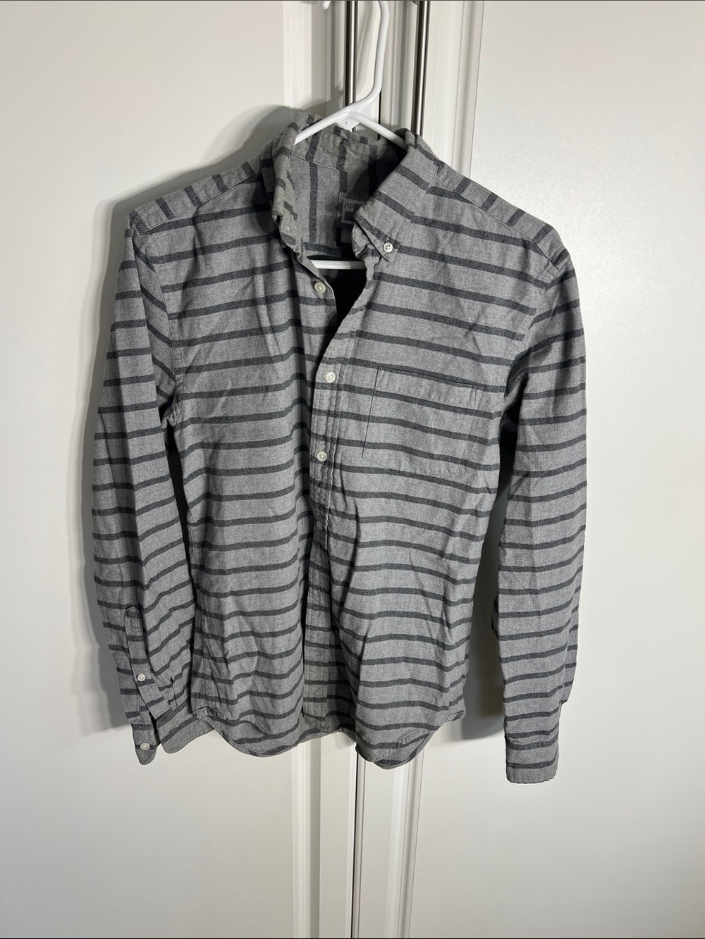 Gray Striped Button-Up Shirt